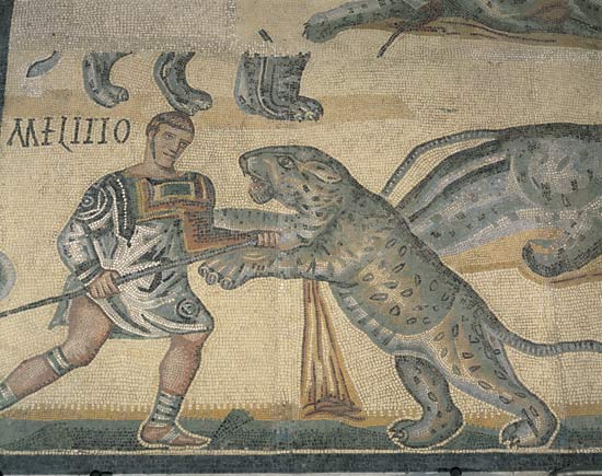 roman gladiator wild animal fight