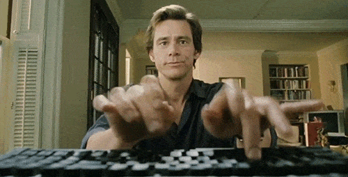 jim carey typing gif