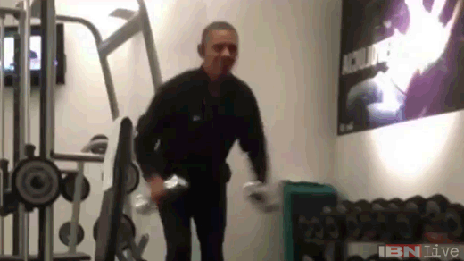 barack obama exercising in the gym gif