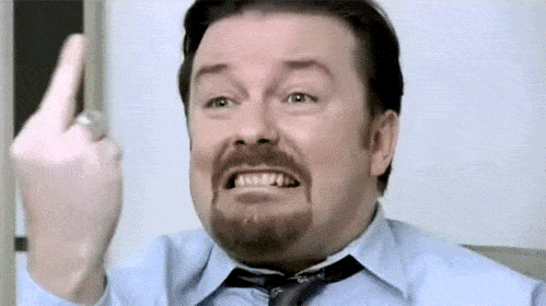 david brent middle finger gif