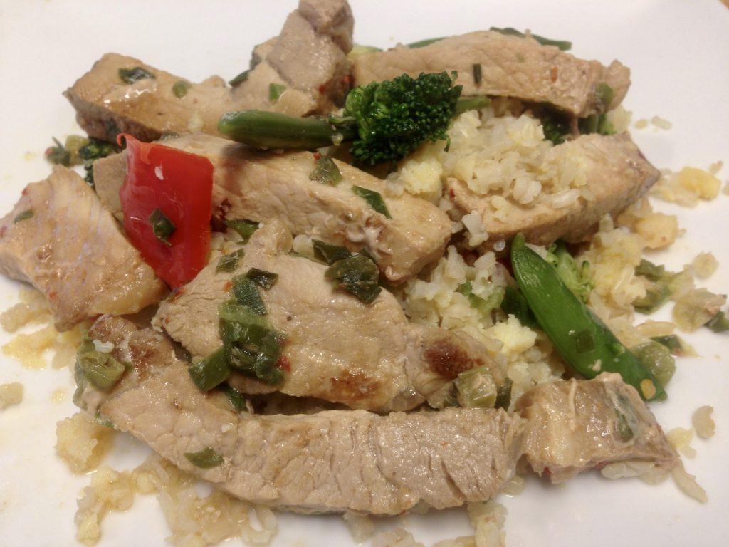 musclefood Korean pork with rice and Korean vegetables
